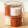 Kitchen Seasoning Jar with Spoon Slot Multi-Compartment Salt Pepper Organizer Transparent Seasoning Box