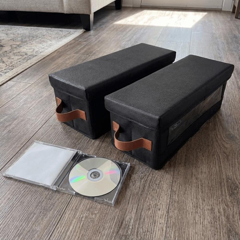 Нетканый материал Видимое окно Коробка для хранения CD Пылезащитный Большой вместимости Чехол для CD с крышкой и ручкой Штабелируемый Коробка для хранения игрушек