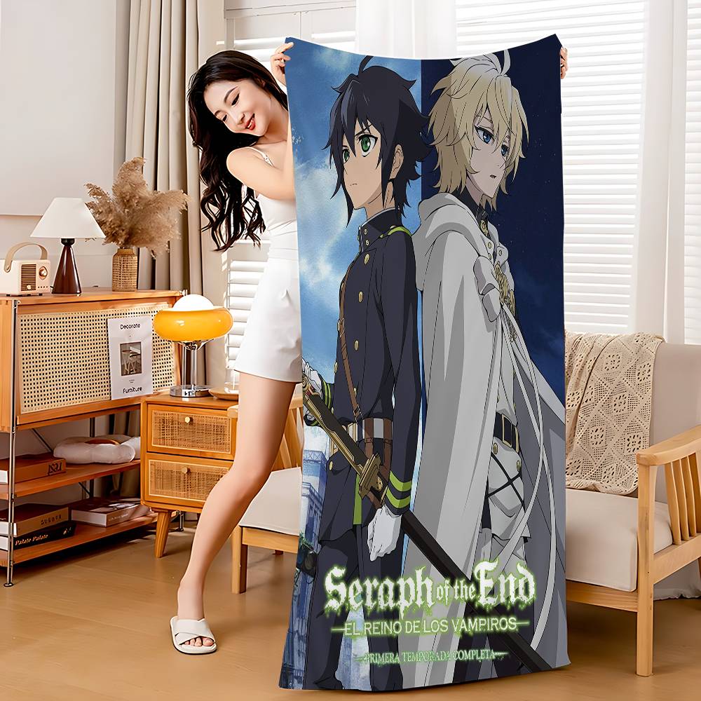 Seraph Of The End Cartoon Microfiber Printed Beach Towel Mountain Climbing Yoga Beach Swimming Running Absorbent Soft Towel