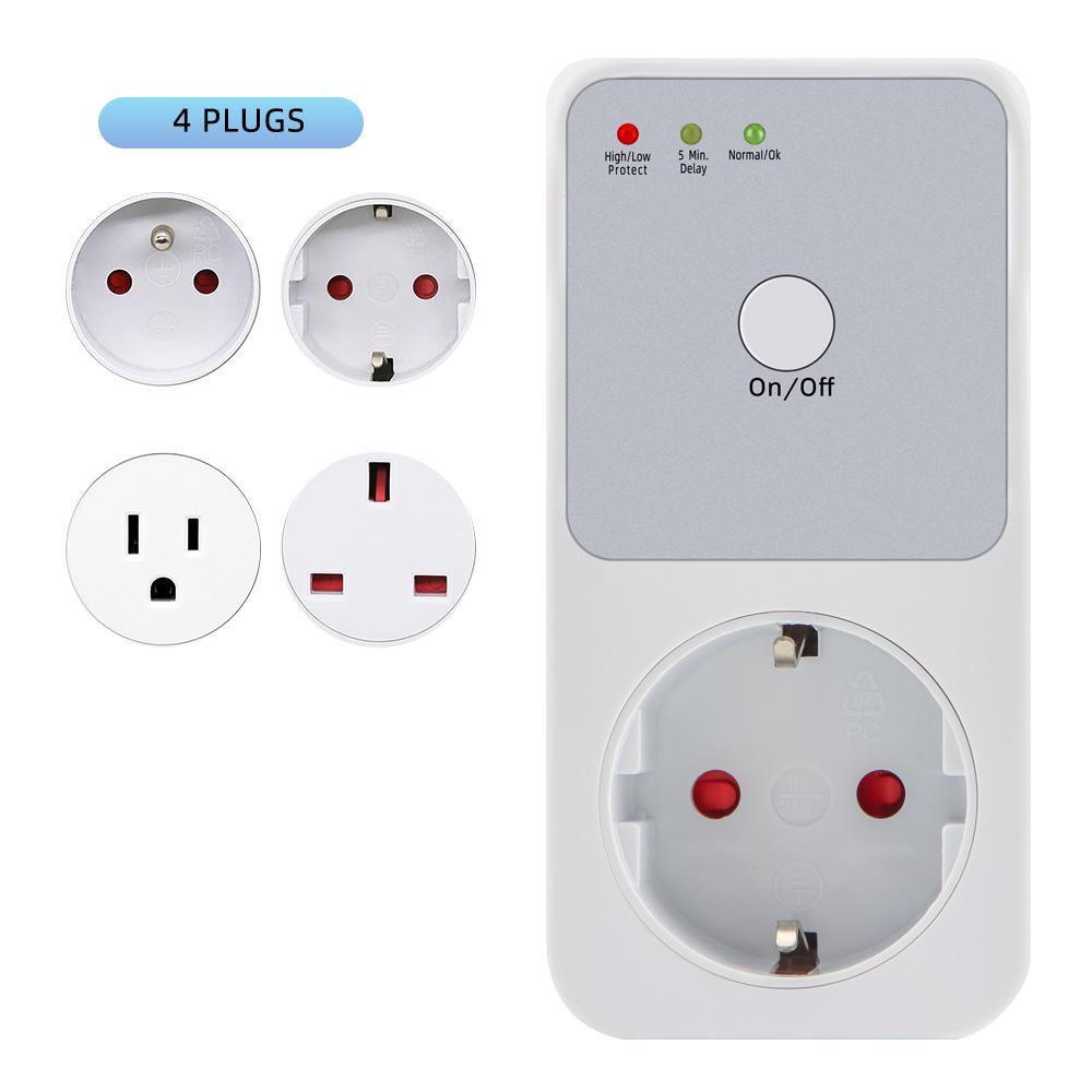 Automatic Voltage Protector Socket Switcher AC 220V Power Surge Safe Protector EU Plug Socket Voltage Safe Refrigerator Protect3