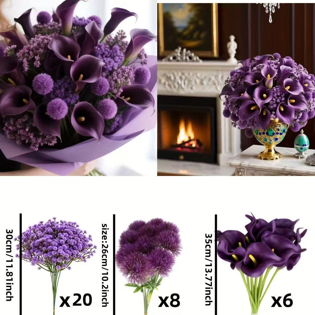 European Style Artificial Flower Bouquet: Calla Lily, Tulip, Baby's Breath & Daisy Combination for Home Decoration