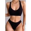 Women's Black Camisole Fabric Underwear Set