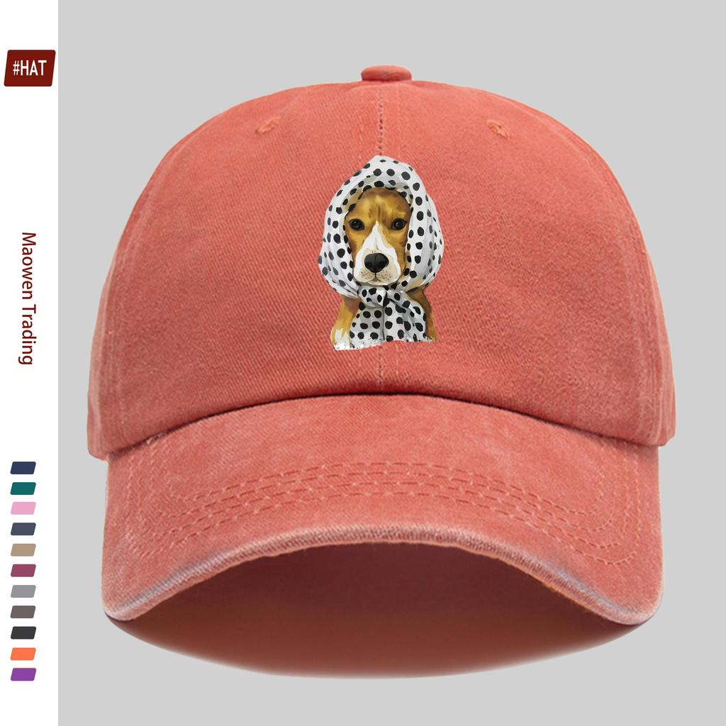 pc Cute Polka Dot Dog with Headscarf Print Full of Cute Pattern Printed Baseball Cap with Pet Casual Print Design Sun Hat Com