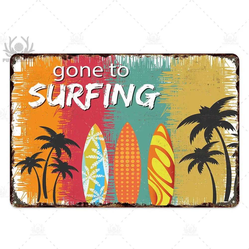 Beach Tin Sign Plaque Metal Vintage Summer Metal Wall Sign Beach Decor for Beach Bar Beach House Seaside Decorative Plate