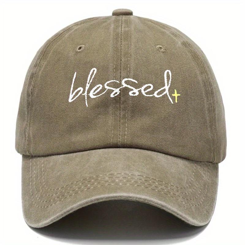 Blessed Embroidered Washed Baseball Cap Adjustable Dad Hat with Curved Brim for Fishing Outdoor Activities Casual Wear Uni