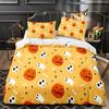 3D Print Halloween Bedding Set, Halloween Cartoon Jack O' Lantern Tombstone Skulls And Bones 2-3Pcs Polyester Duvet Cover Set