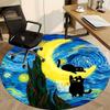 1pc Moon Cats Office Round Area Rug, Under Office Chairs Bedroom Living Room Home Decor, Room Deco, Available in Various Sizes 176