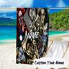 Custom Name Halloween Horror Icons Microfiber Beach Towel Super Soft & Absorbent for Bath, Beach, Travel  Bath Time Accessory, Fan gifts