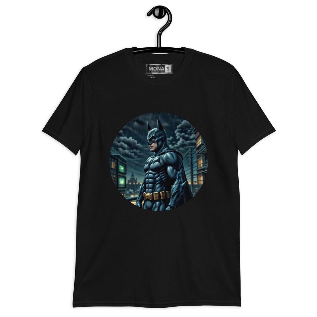 Night Batman T-Shirt with Rainy City Design