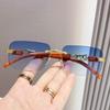 New Cheetah Decorative Frameless Sunglasses Gradient Color Eyeglass For Men And Women Retro Leopard Head Metal Eyeglasses