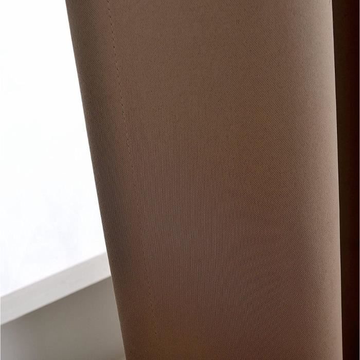 Rideaux occultants - Bazarim - Taupe claire - 140x260 cm - Lot de 2 panneaux - Œillets