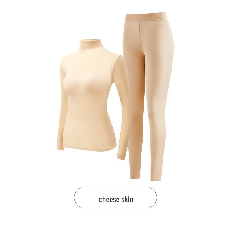 Женский бесшовный комплект термобелья - высокоэластичный, с гиалуроновой кислотой, высоким воротником и длинными рукавами