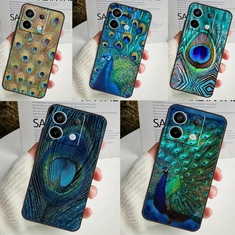 Чехол с изображением перьев павлина для Xiaomi Redmi Note 13 12 10 8 9 11 Pro 12S 10S 11S Redmi 13C 10A 10C 9C 12C Cover