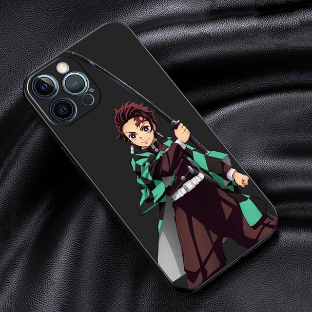 Чехол для Apple iPhone 14 13 11 12 Pro 7 XR X XS Max 8 Plus 6 6S SE 2022 13Pro черный мягкий телефон Funda аниме Demon Slayer