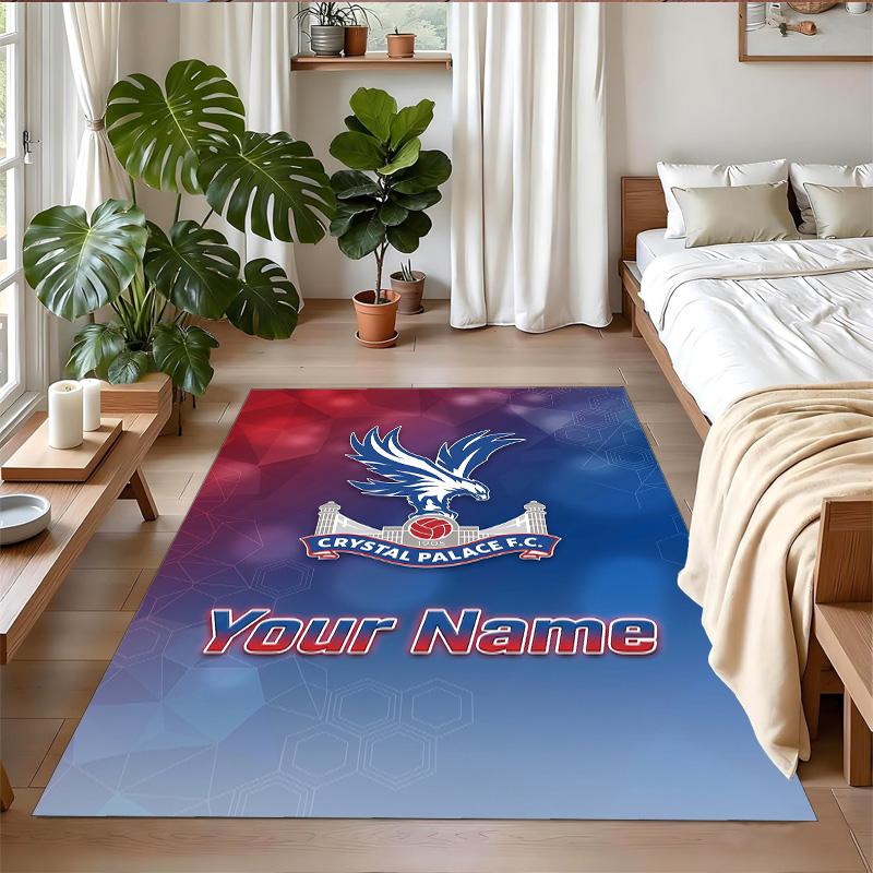 Crystal Velvet Rug Custom Name Text, Soft Non Slip Floor Mat Home DecorCrystal Palace