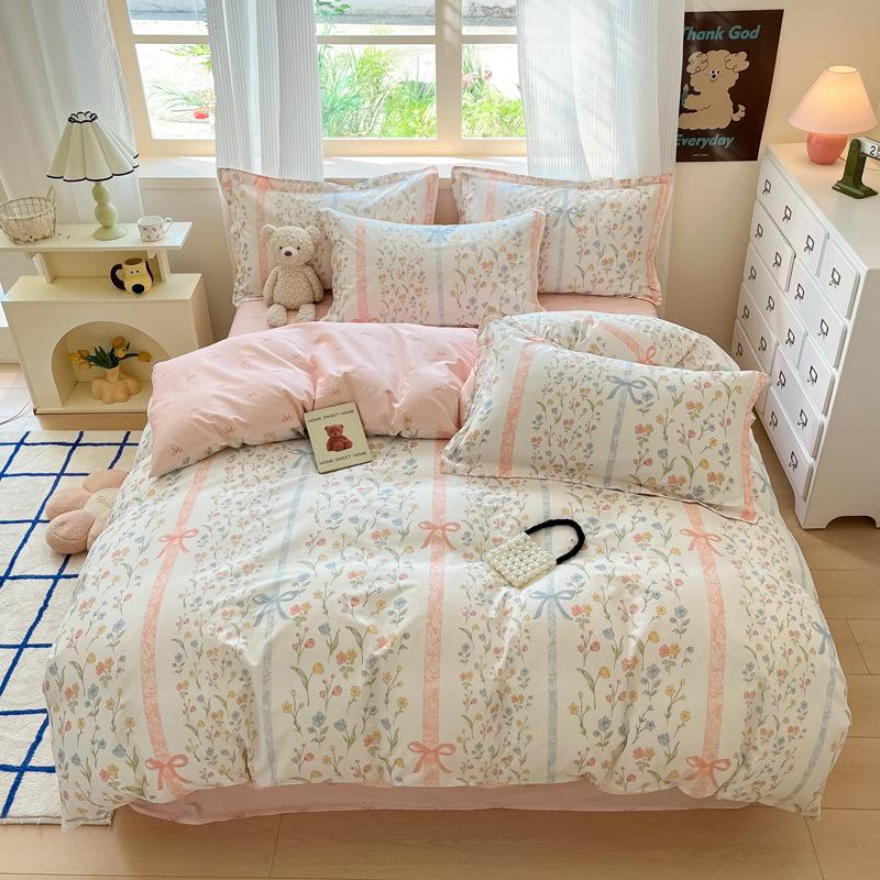 Комплект из четырех предметов, пододеяльник из чистого хлопка, простыня из хлопка, комплект из трех предметов для односпальной кровати в общежитии