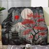 Cozy Flannel Throw Blanket with Tree & Volcano Print - Soft, Warm, and Versatile for Couch, Bed, Car, Office, Camping, and Trave