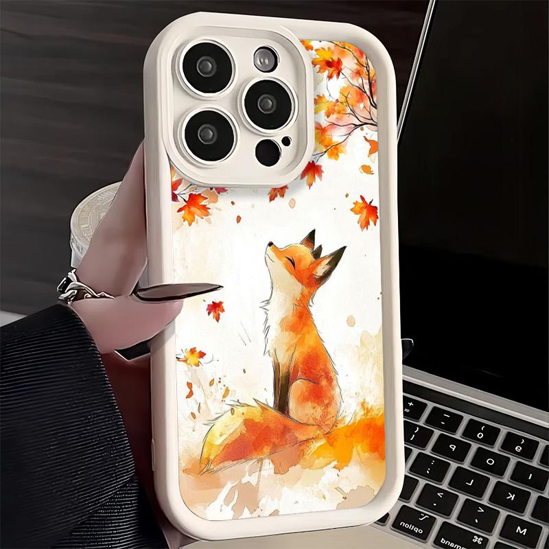 Чехол для телефона iPhone 17 Air 16E 15 16 Pro Max Мультяшная Лиса Животное Чехол 14 Plus 13 12 Mini Мягкий Силиконовый Fundas