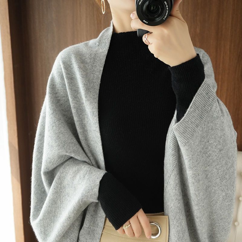 Women's Knitted Poncho Shawl Autumn Winter Knitted Cardigan Soft Warm Knitted Wool Poncho