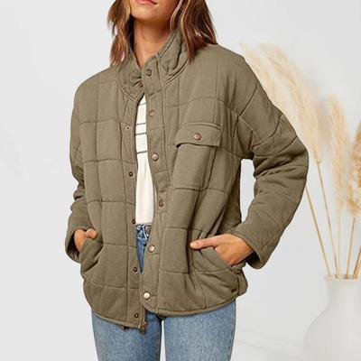 Женское зимнее пальто с воротником-стойкой, защитой шеи, плотным однотонным узором, длинными рукавами, нагрудным карманом, кардиганом на пуговицах для повседневных поездок на работу и путешествий