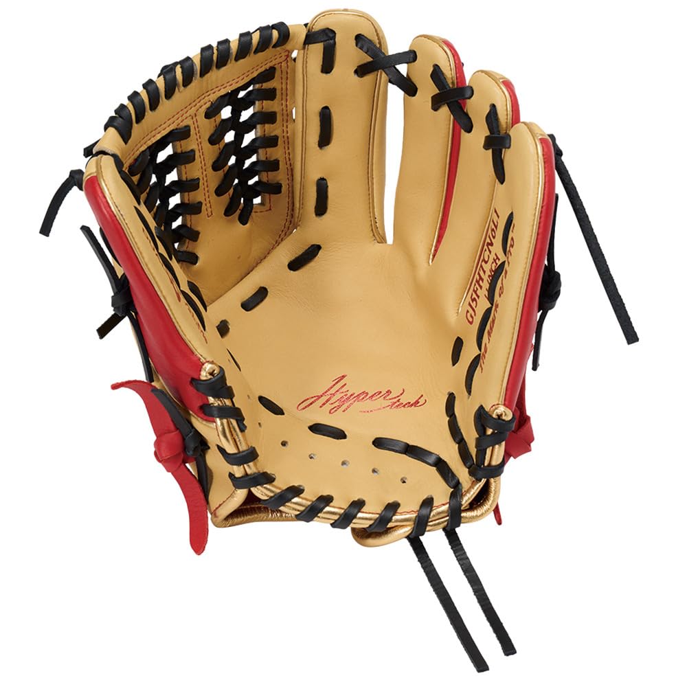 Rawlings Baseball Hyper Tech Color Sync Glove Throw Glove, Junior/Jr., Kids' (GJ5FHTCN6L1), All-Around, Camel/Scarlet, Large, Right-Handed