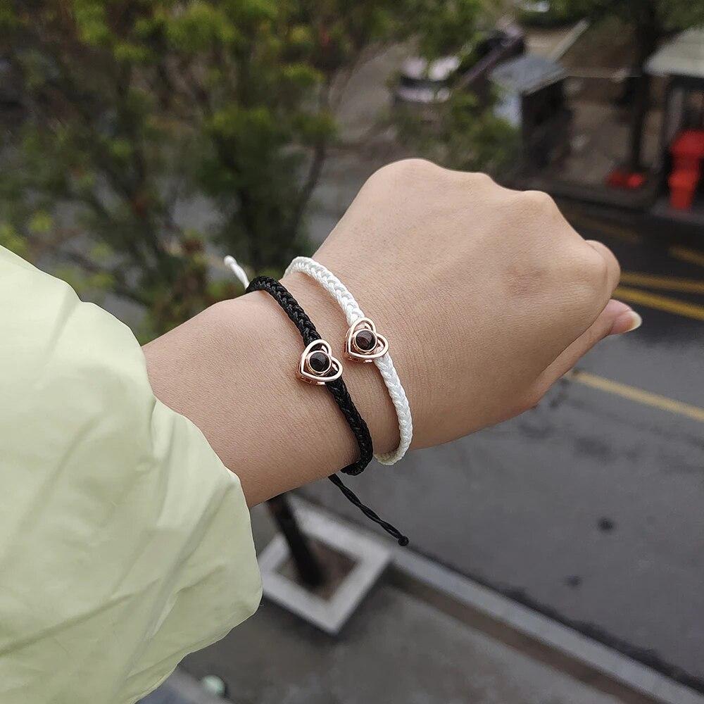 Новинка 2023, плетеный браслет на заказ, персонализированный фотобраслет, ювелирные изделия на заказ, мемориал, подарок на день рождения, День святого Валентина