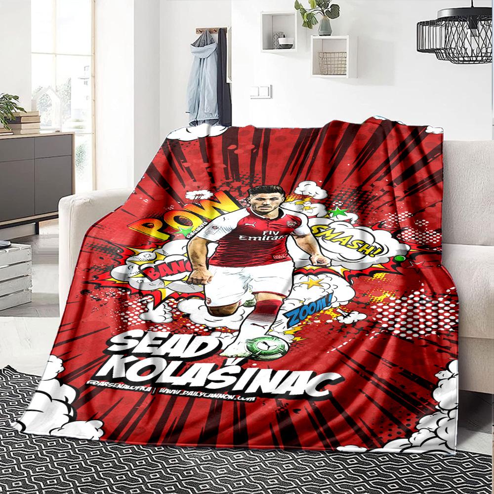 Arsenal Football Player Blanket Soft Warm Cozy Great for Picnics Office Chair Four Seasons Multipurpose Modern Style Gift for Travel Home Birthdays