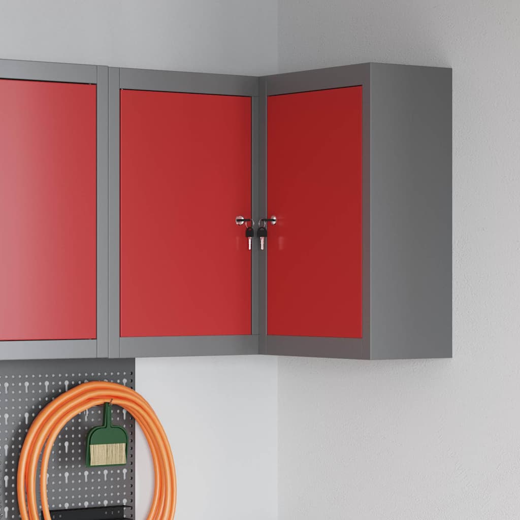 Tool Cabinet with Shelf Red and Grey 55 x 55 x 55 cm