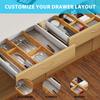 6 Pack Bamboo Drawer Dividers with 12 Inserts, Adjustable Organizer for Dresser, Kitchen, Bedroom (Natural)