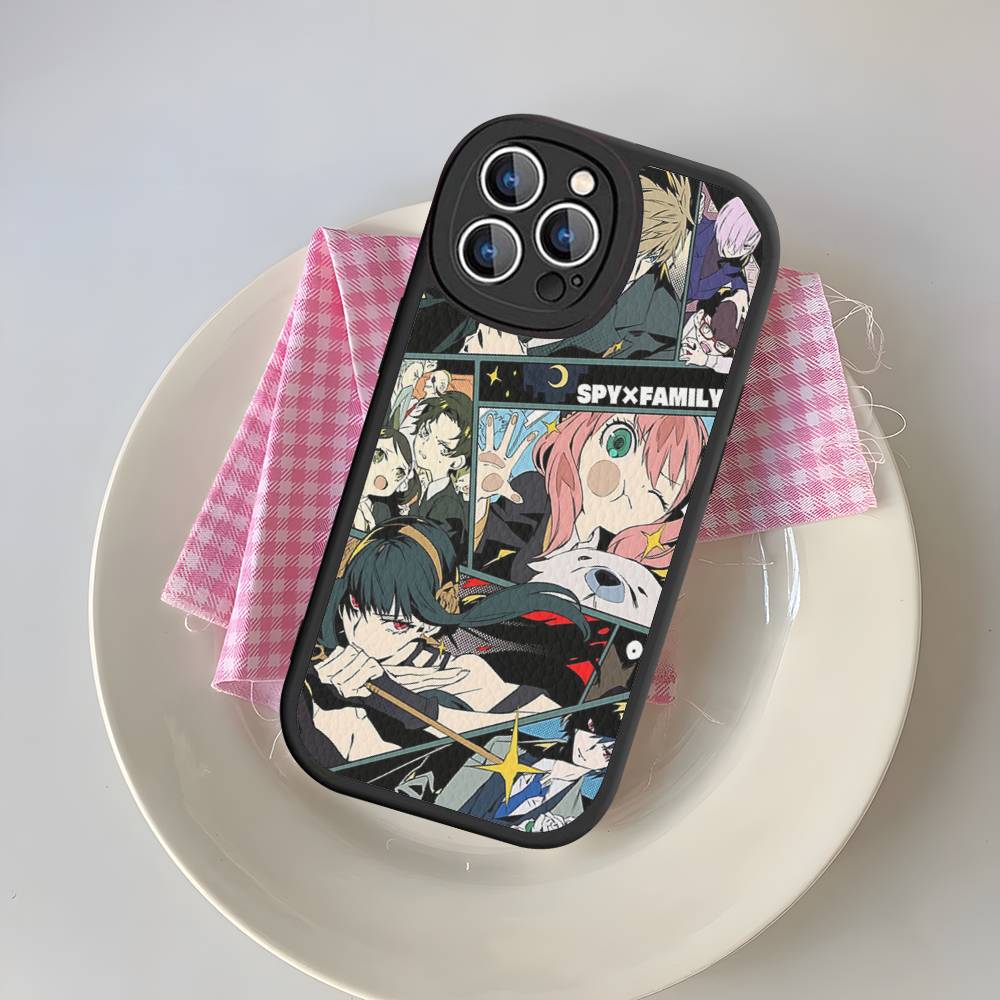 Классический Чехол для Телефона Аниме Семья Шпиона Из Кожи Для IPhone 16 15 14 13 12 11 Pro Max Plus Матовый Чехол