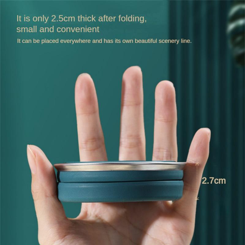 Portable Silicone Cup Foldable Travel Mug Heat Resistant Collapsible Water Cups with Lid Chain for Outdoor Activity Camping Drinking