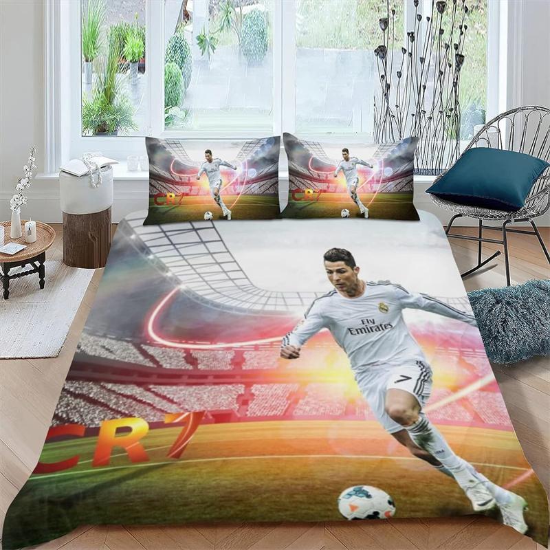 Набор из 2/3 предметов Постельное белье CR7 Звезда футбола Пододеяльник Легкий Удобный Мягкий Печать высокой четкости Украшение комнаты Подарок