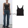 MD Spring/Summer New Women's Clothing Stripes Comfortable Cotton Stripes Knitting U-Collar Tank Top Sleeveless T-shirt 5670706