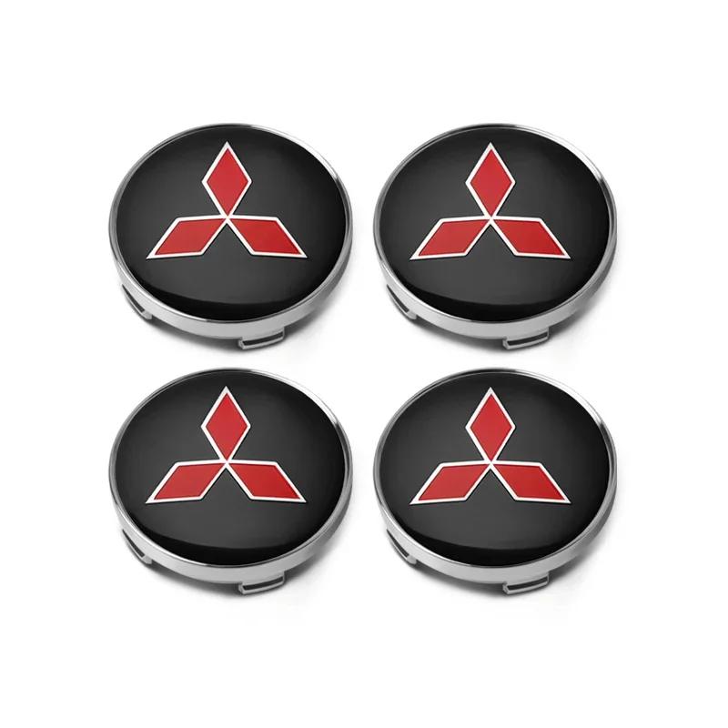 Набор из 4 наклеек на центральные колпачки дисков с логотипом Mitsubishi для Pajero, ASX, Lancer, Outlander 3, L200 - 56мм и 60мм
