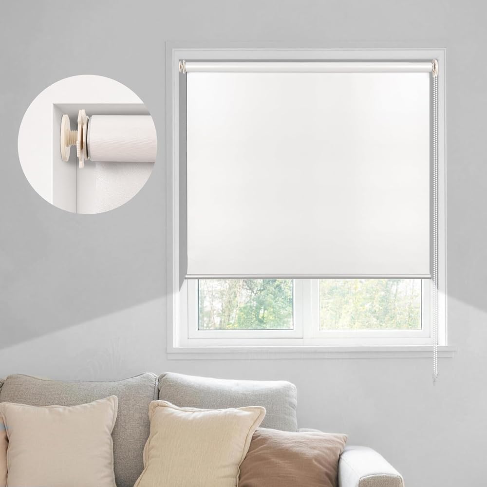 OCTOHOME Roller Blind, Tension Rod Type, Waterproof, Grade 1 Blackout, Chain Operated, No Drilling