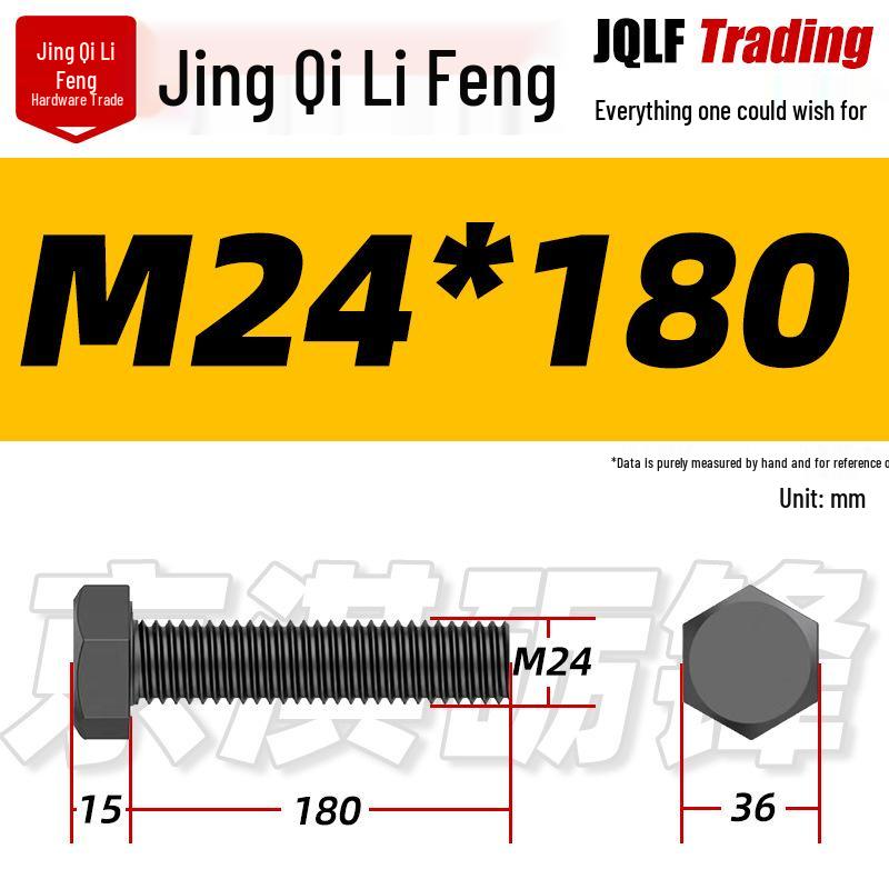 12.9 Grade High-Strength Blackened Hex Bolt M22-M48