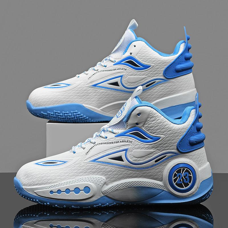 Высокие баскетбольные кроссовки для мужчин, учеников начальной и средней школы, спортивная обувь для бега с трением и звуком, фактические боевые кроссовки для баскетбола