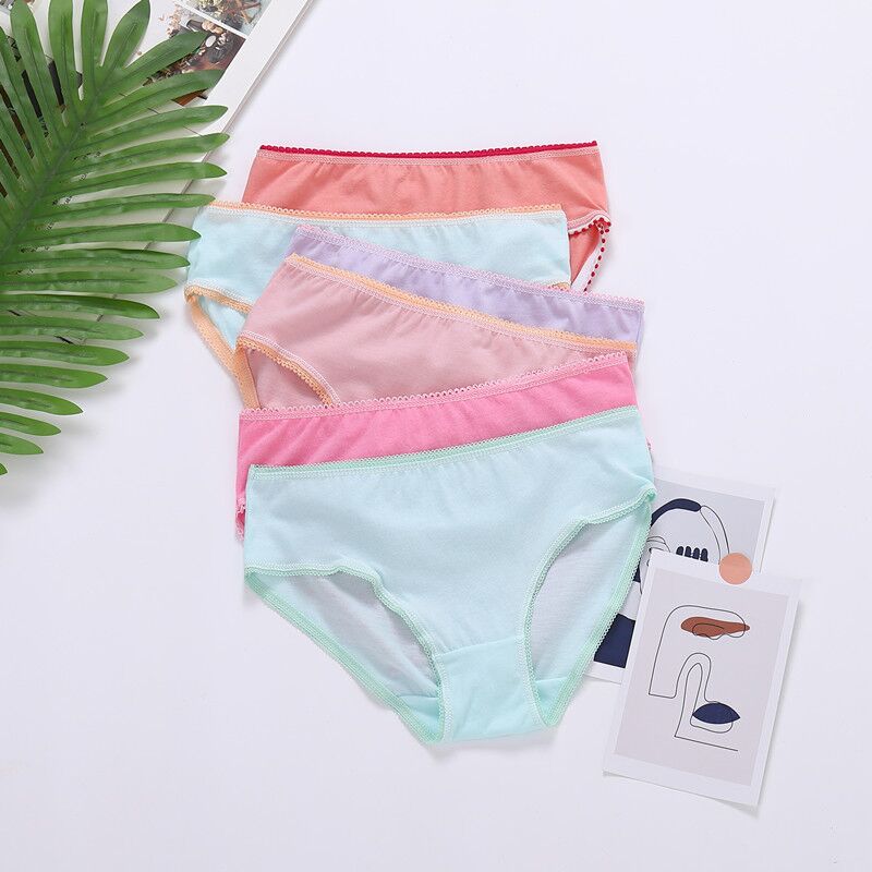 6PC Girls Solid Briefs Panties Kids Underwear Girls Cotton Panties 1-12years