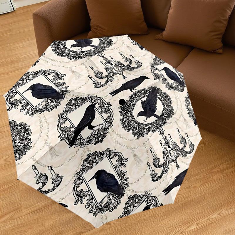 1pc Crows Chandeliers Automatic Open/Close Umbrella with Windproof, 8-Rib Sturdy Canopy, Durable Ribs, Fashionable Design1164A
