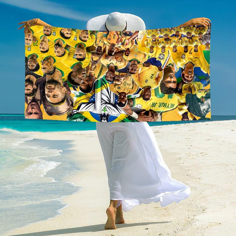 1pc Neural Face Collage Microfiber Quick Dry Beach Towel Absorbent Soft Oversized Sand Free Towel for Travel Pool Gym Swimming Yoga 20a107