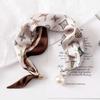 Polyester Pearl Decoration Scarf Lightweight Silk Scarf Artistic Neck Scarf  Neck Wrap