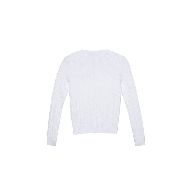 Polo Ralph Lauren SS23 Solid Color Logo Embroidered Cable Knit Sweater Women Sweater White 211747397002