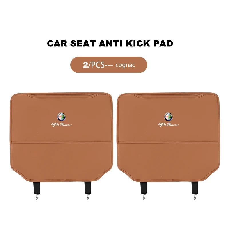 2pcs Leather Car Seat Anti Kick Pad Seat Back Protector Mats For Alfa Romeo Giulia 147 Mito 156 159 166 GT Stelvio Brera VolanteMX1