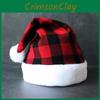 Christmas Costume Hat With Plush Red Black Plaid Fabric For Holiday Celebrations