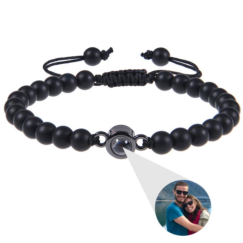 Custom Photo Bracelet Personalized Photo Projection Bracelet Beaded Bracelets with Picture Inside 100 Languages Memorial Gift