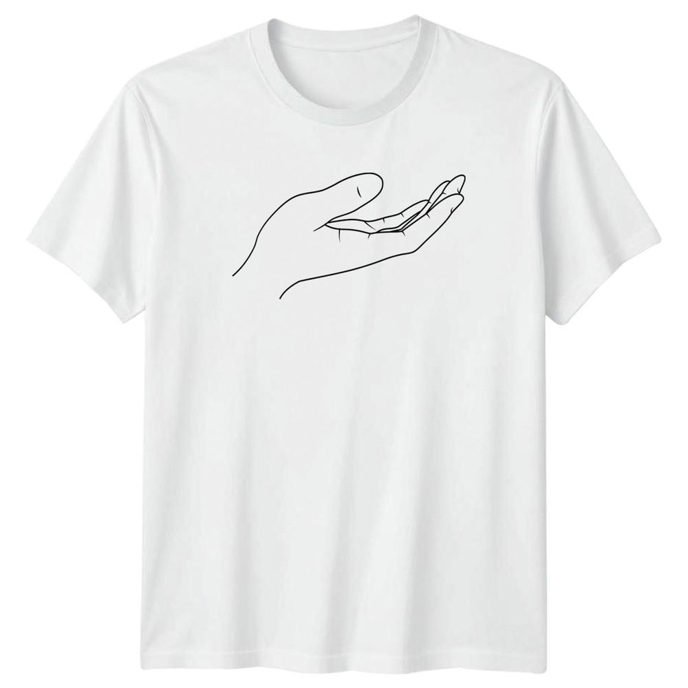 Hand Palm Up Minimalist Line Art TShirt Symbolic Design Spirituality