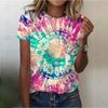 Женская футболка с принтом тай-дай, 3D, цветной принт, топы, футболки, одежда, повседневная футболка с коротким рукавом, летние футболки больших размеров, женская одежда
