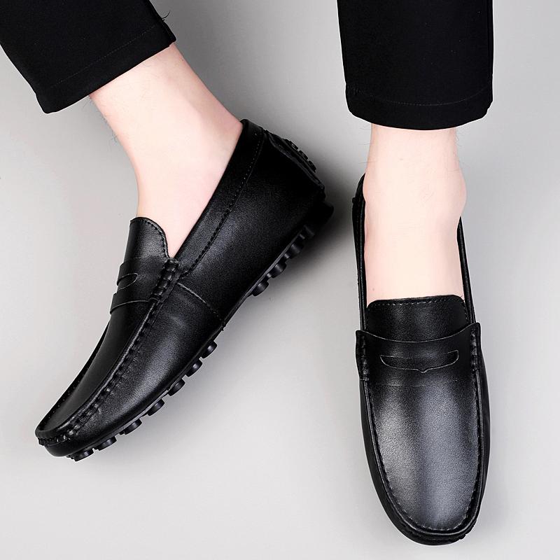 Men Cow Leather Elevator Loafers Comfortable Soft Breathable Height Increase Insoles 5cm Business Driving Unisex Lift Sneakers
