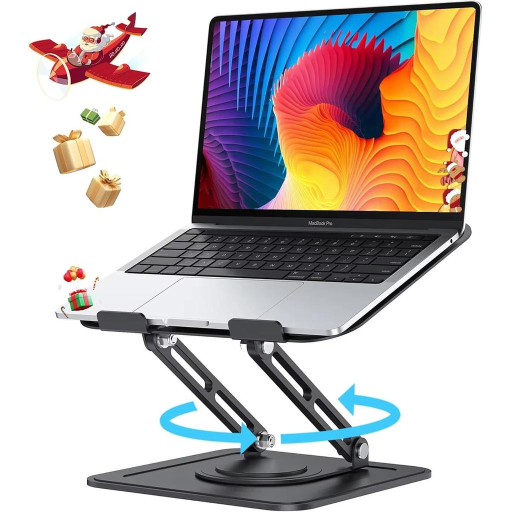 Foldable Laptop Stand with 360 Rotating Base,Metal Ergonimic Adjustable Laptop Stand for Desk,Computer Notebook Stand