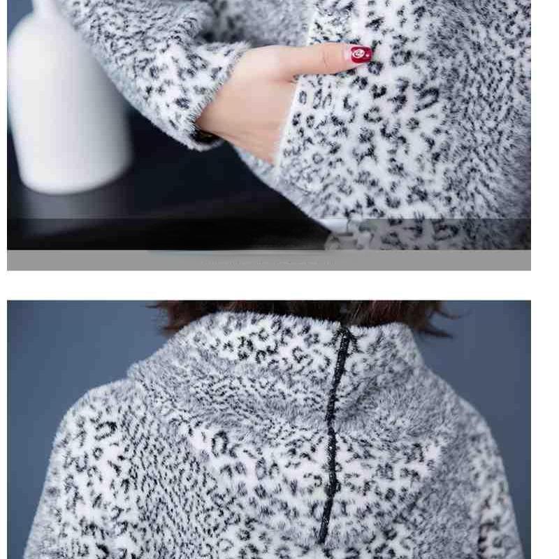 Плотное и теплое короткое пальто с леопардовым принтом и рукавами «летучая мышь» из искусственного меха норки для женщин